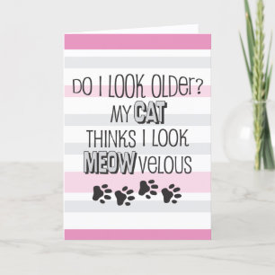 Cartão Engraçado PINK de Aniversário - CAT Slogan