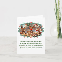 Cartão Engraçado Poema de Natal Bonito Reindete de Natal