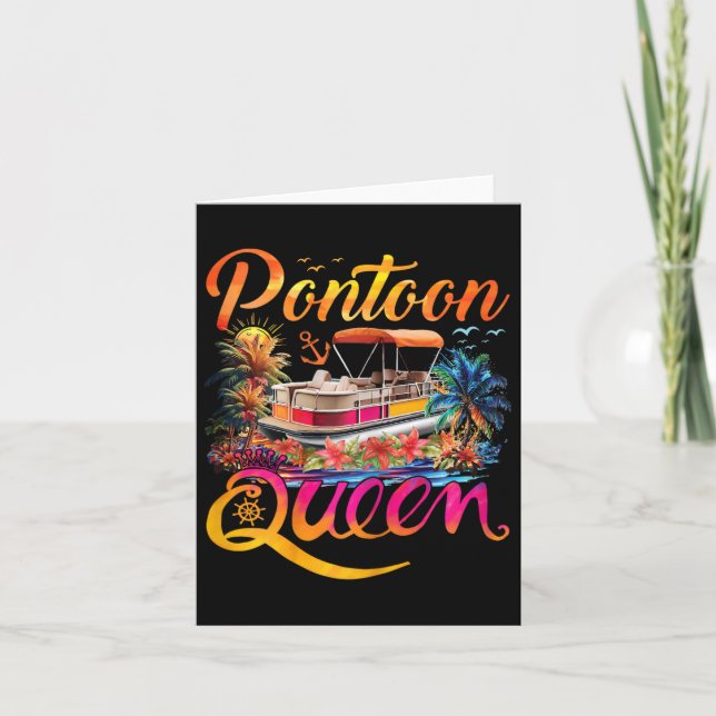 Cartão Engraçado Pontoon Queen Girls Pontooning Boat Pa (Frente)