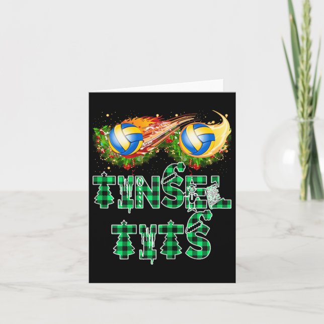 Cartão Engraçado Primeiro Natal Como Mãe Tinsel Voleibol  (Frente)