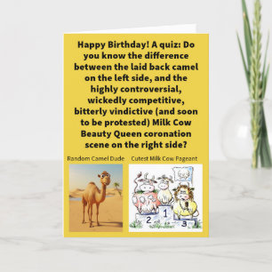 Cartão Engraçado Pun Dromedor vs Dairy Drama Feliz Aniver