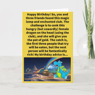 Cartão Engraçado Pun Vá Quarto e Conte Seu Feliz Aniversá