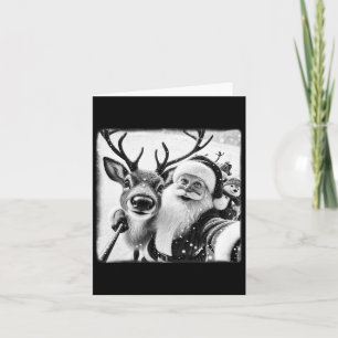 Cartão Engraçado Reindeer Selfie Natal Papai Noel Xmas C