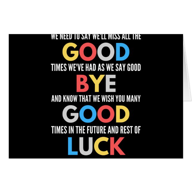 Cartão Engraçado Sair De Adeus (Frente Horizontal)