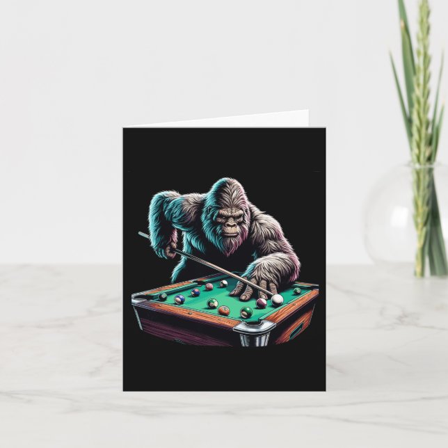 Cartão Engraçado Sasquatch Billiards Piscina Player Men (Frente)