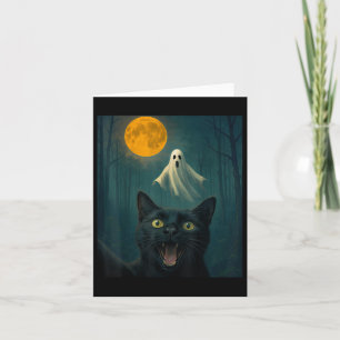 Cartão Engraçado Selfie De Gato Assustado Com O Dia De Ha