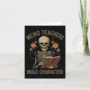 Cartão Engraçado Skeleton Book Floral Skull Halloween Pro