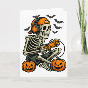 Cartão Engraçado Skeleton Vídeo Jogo Halloween Jogador B