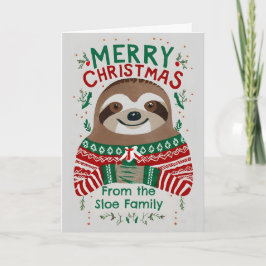 Cartão Engraçado Sloth Christmas