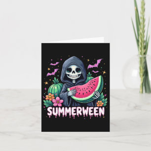 Cartão Engraçado Summerching Skeleton Watermelon Hallowee