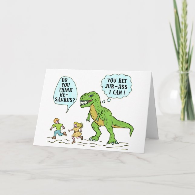 Cartão Engraçado T Rex Dinossaur Jurassic Pun Humorístico (Frente)
