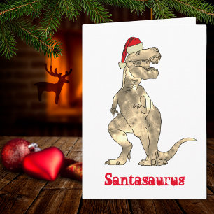 Cartão Engraçado T Rex Papais noeis de Natal Dinossauro X