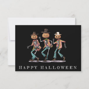 Cartão Engraçado Três Skeleton Halloween