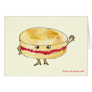Cartão Engraçado Victoria Sponge Cake Quirky Cartoon Humo