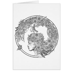 Cartão enigmático da coloração da flor DIY por