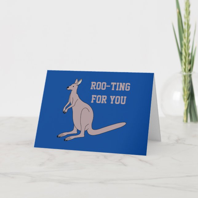 Cartão Enraizando Para Você Adorável Aussie Pun Kangaroo  (Frente)