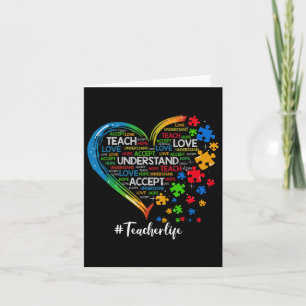 Cartão Ensinar Autismo Cardíaco do Professor de Amor