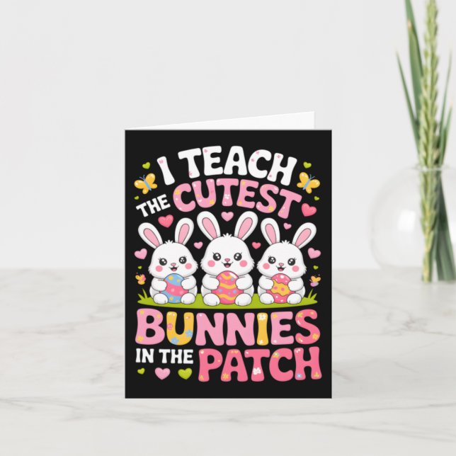 Cartão Ensine os coelhinhos mais fofos do patch Easter (Frente)