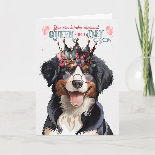 Cartão Entlebucher Mountain Dog Queen Funny Birday (Frente)