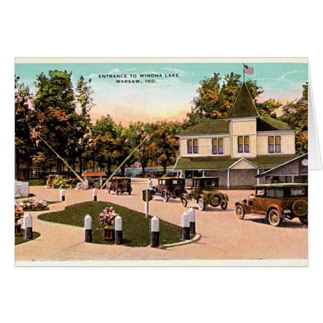 Cartão Entrada de Varsóvia, Indiana ao lago Winona (Frente Horizontal)
