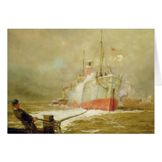 Cartão Entrando um navio de carga (Frente Horizontal)