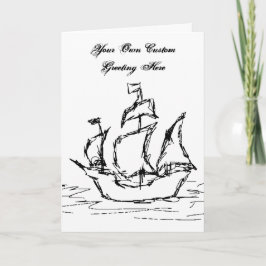 Cartão Entrega à vela e texto personalizado a preto e bra