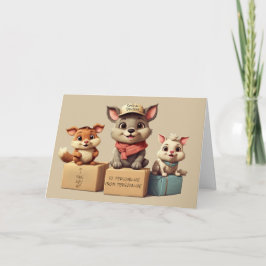 Cartão Entrega de Animais de Desenho Animado Fofo e Diver