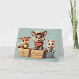 Cartão Entrega de Animais de Desenho Animado Fofos e Dive