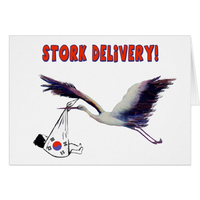 Cartão Entrega de Stork! Adoção do regresso à Coreia (Frente Horizontal)