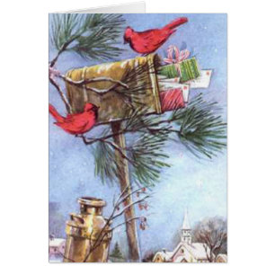 Cartão Entrega especial, cardeais em uma caixa de correio