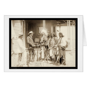 Cartão Entrevistando três índios Cheyenne SD 1887