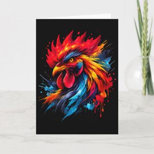 Cartão Entusiasta de Briga de Galo Vintage Pintado _