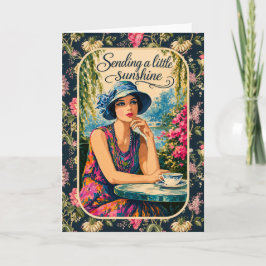 Cartão Enviando Luz Solar | Senhora Vintage de Boas-Vinda