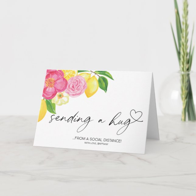 Cartão Enviando um Hug Quarantine Miss Você Socialmente D (Frente)