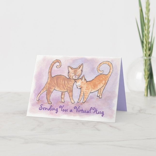 Cartão Enviando uma Placa De Gatinho De Hug Virtual Para  (Frente)