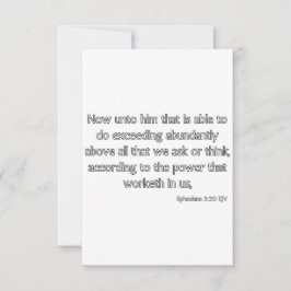 Cartão Ephesianos 3:20 Bíblia KJV Verse Flat Greeting