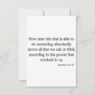 Cartão Ephesianos 3:20 Bíblia KJV Verse Flat Greeting