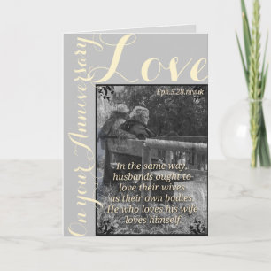 Cartão Ephesians 5:28 and  1John 4:19 anniversary  card