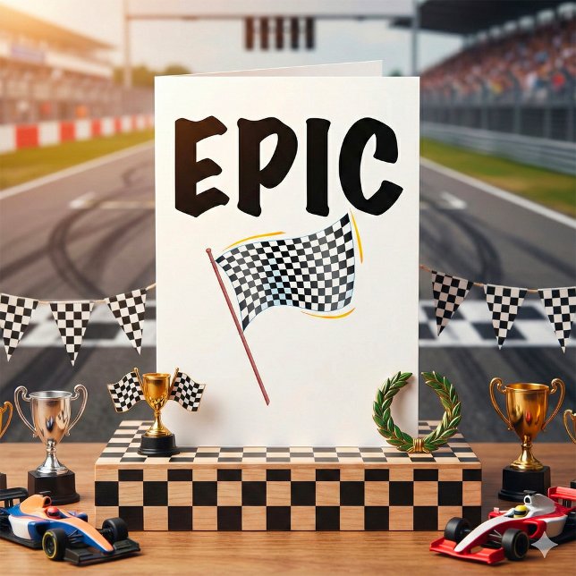 Cartão Epic Finish Line Checkered Racing Flag (Criador carregado)