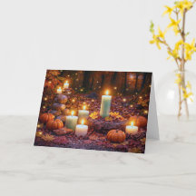 Equilíbrio de Outono Mabon com Velas na Floresta