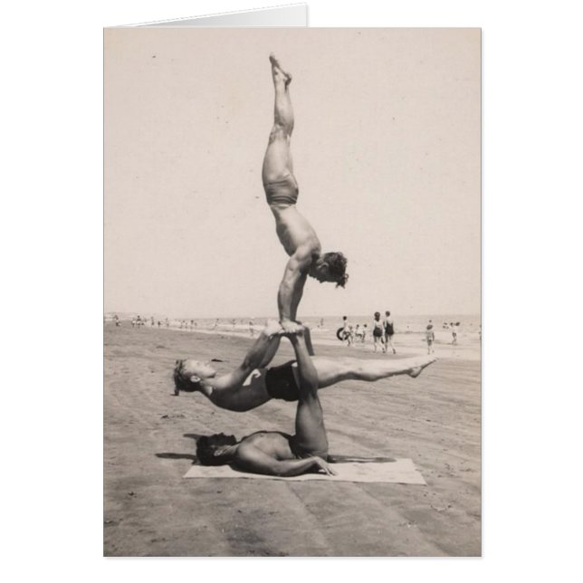 Cartão Equilíbrio do menino da praia (Frente)