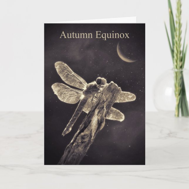 Cartão Equinox Autumn Mabon com Dragonfly (Frente)
