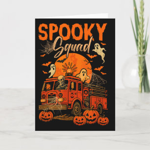 Cartão Equipe Assustadora de Halloween Esqueleto Dirigind
