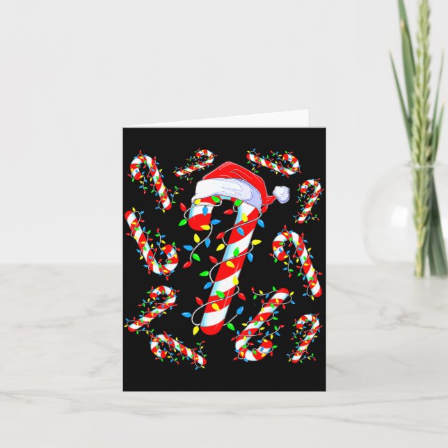 Cartão Equipe de Bastão de Doces Vermelho e Branco Natal  (Frente)