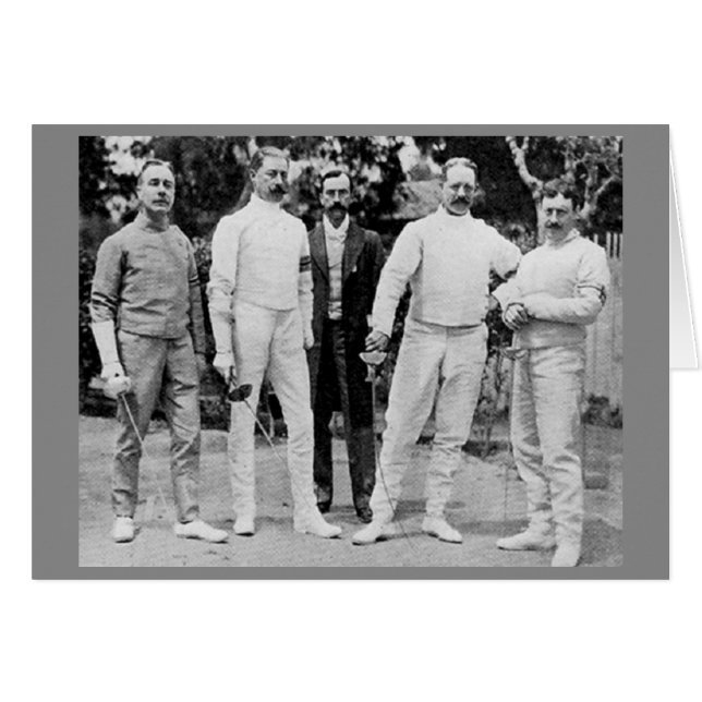 Cartão Equipe de esgrima da Olimpiadas inglesa 1908 (Frente Horizontal)