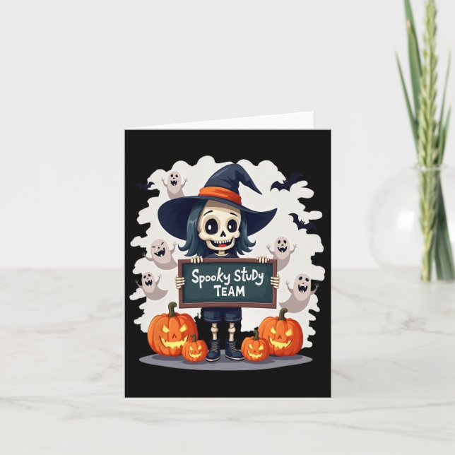 Cartão Equipe de Estudo Spooky - Tejo de Esqueleto de Hal (Frente)