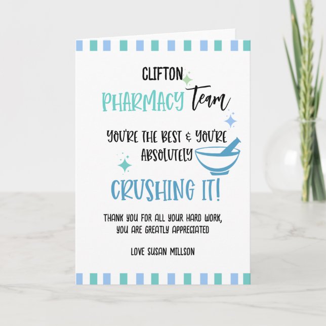 Cartão Equipe de farmácia obrigado (Frente)
