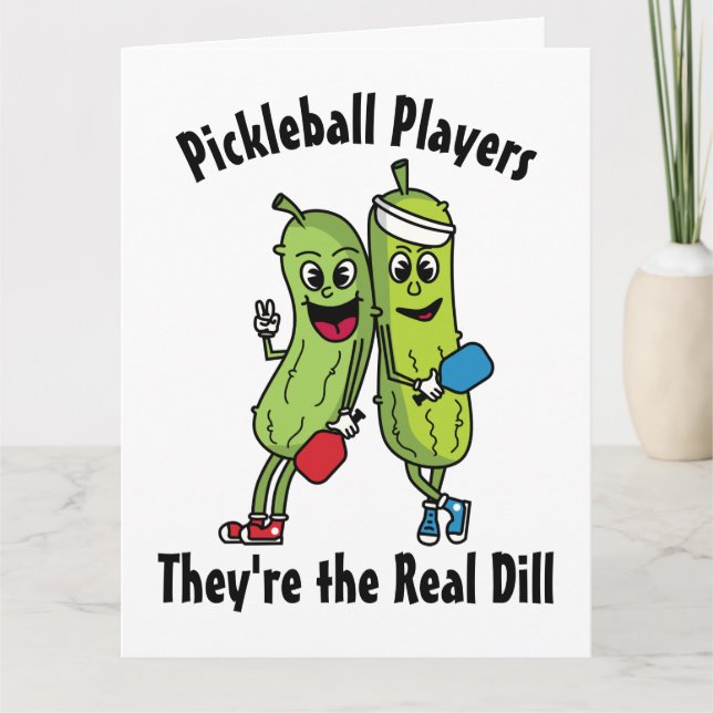 Cartão Equipe de Jogadores de Pickleball em Cartoons (Frente)