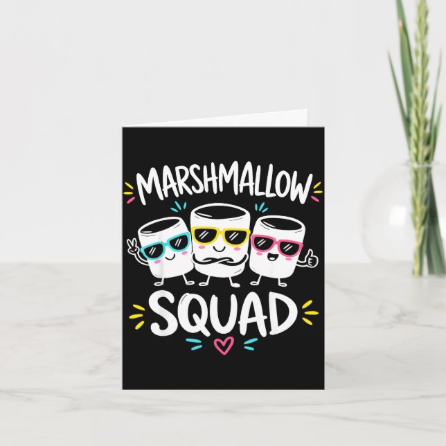 Cartão Equipe de marshmallow acampamento familiar  (Frente)