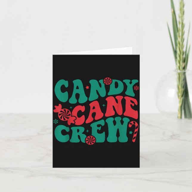 Cartão Equipe de Natal Groovy Candy Cane Correspondente F (Frente)